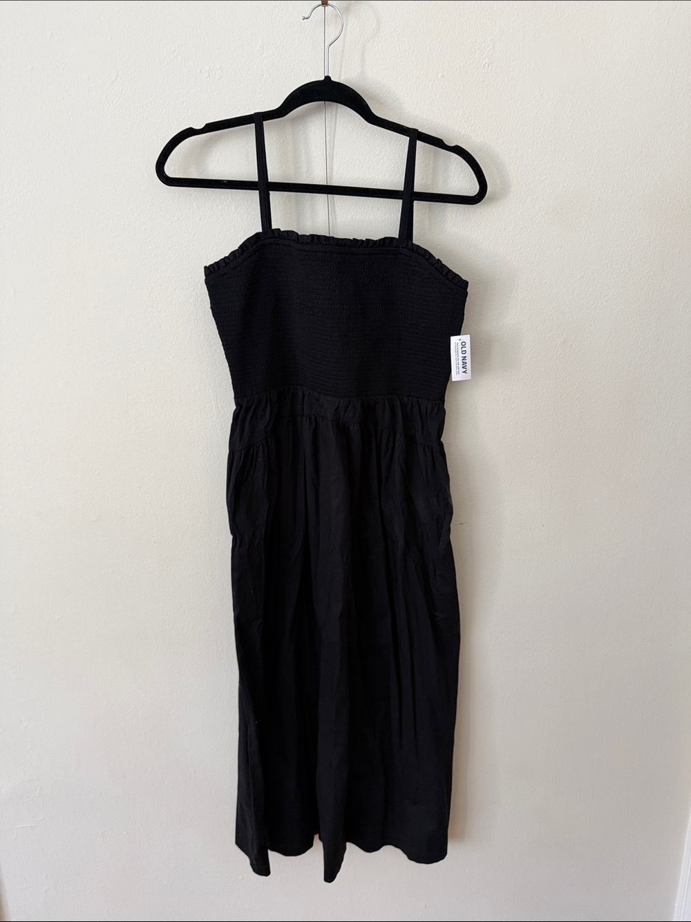 Old Navy Black Smocked Midi Dress